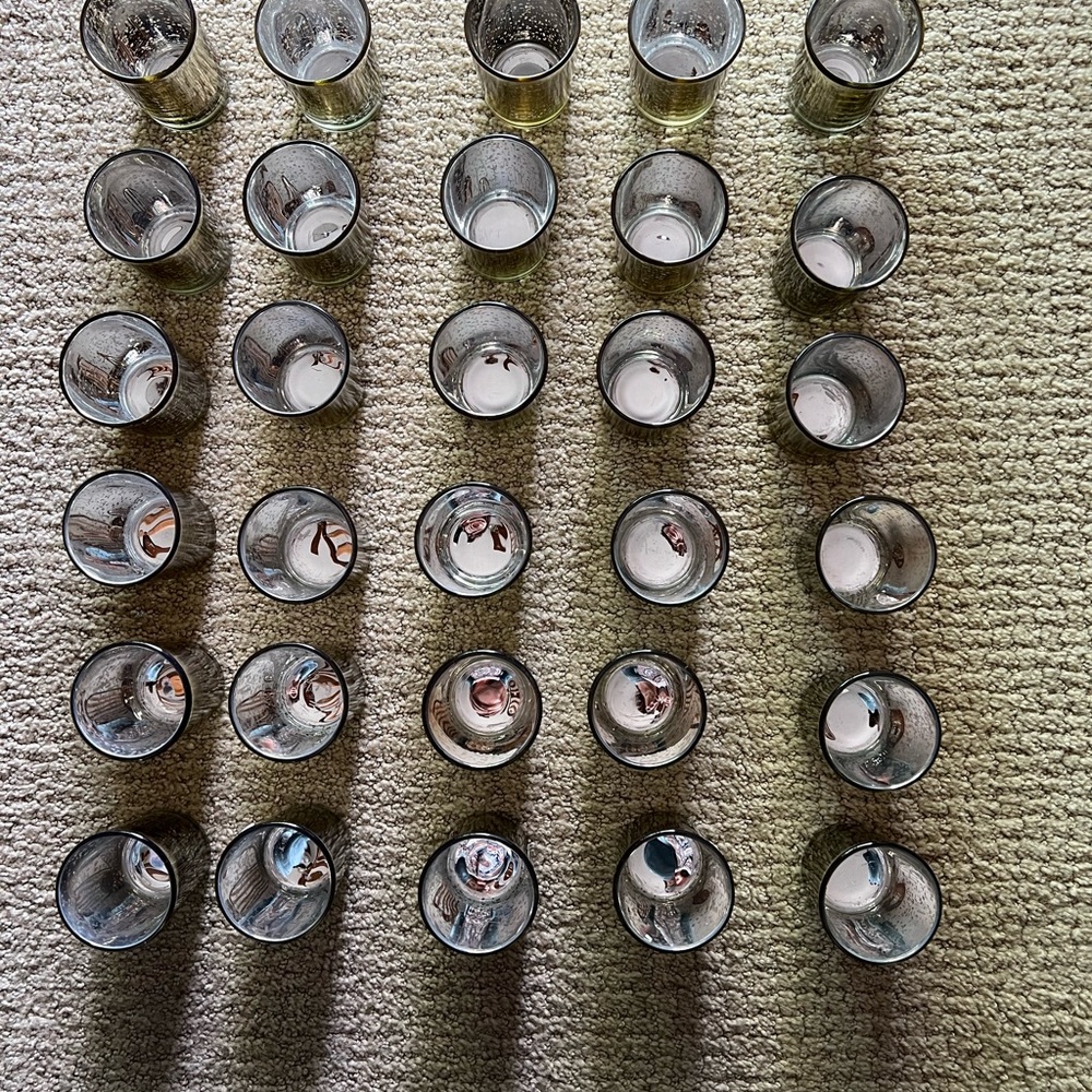 Light Gold Mercury Glass Candle Votives - Picture 3 of 3